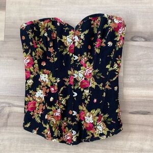 Floral Black Corset Top